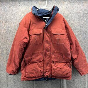 Eddie Bauer Jacket Mens Medium Red Goose Down Gore Tex Nylon Insulated Vintage